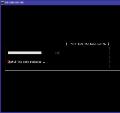 図2　シリアルコンソールを使ってUbuntuをインストールしているところ
