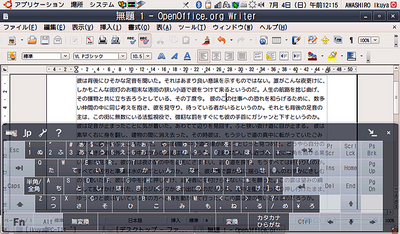 図2　画面下半分がSoftStylusで，大きさと透過度を変更している。ディスプレイの明るさにもよるが，下の文字が見えていることがわかる