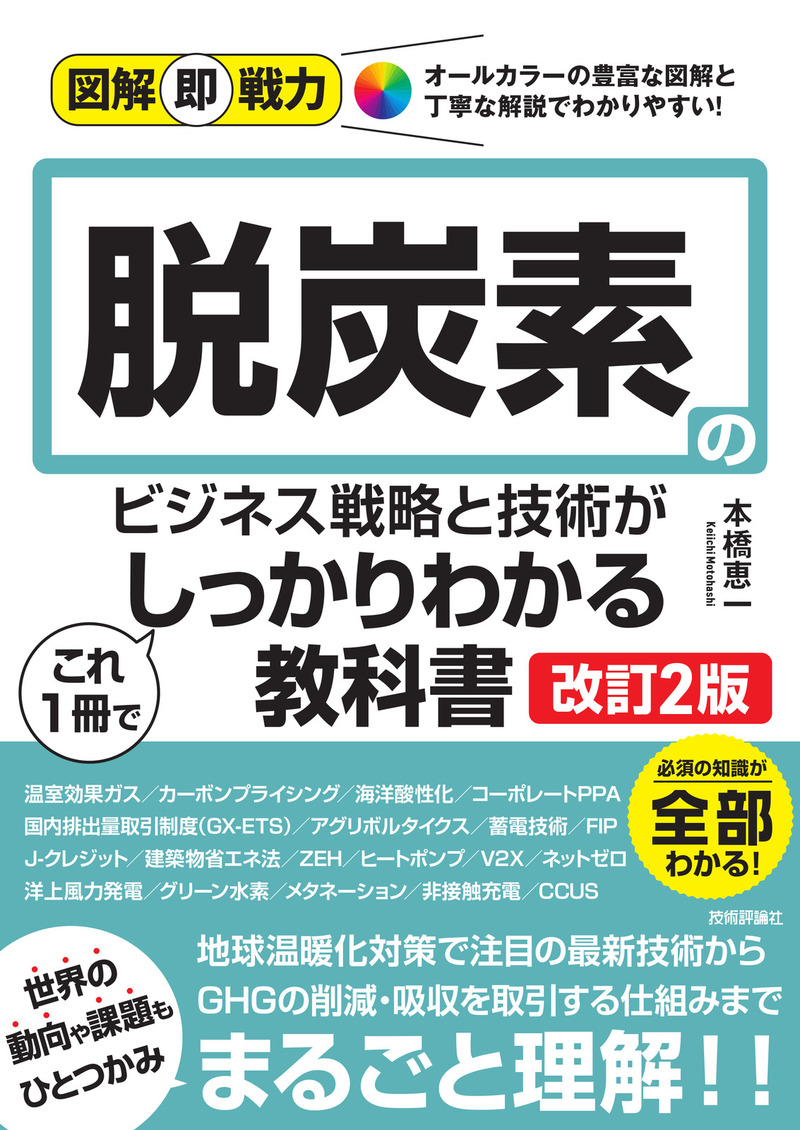 「図解即戦力
脱炭素のビジネス戦略と技術がこれ1冊でしっかりわかる教科書［改訂2版］」のカバー画像