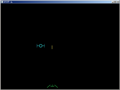 Diksamで作成したUFOゲームの画面 Diksamで作成したUFOゲームの画面