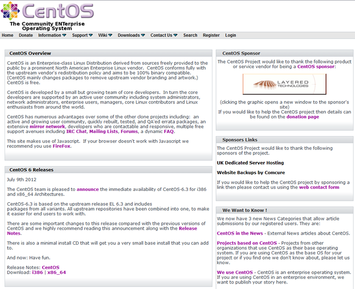 図　CentOSのWebページ