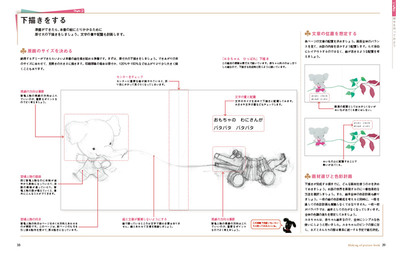 絵本の絵を下描き。文字の位置も考えて絵を描いていく 絵本の絵を下描き。文字の位置も考えて絵を描いていく