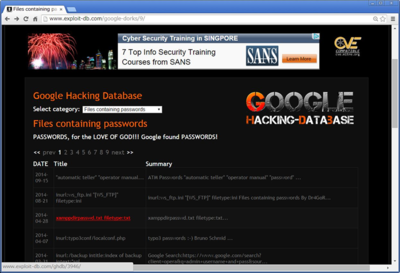 図4 Google Hacking-Database 図4 Google Hacking-Database