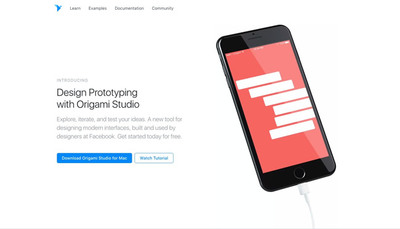 図3 Facebookのプロトタイピングツール『Origami Studio』。用意されたパーツを使い,効率よく動きを含めたビジュアルデザインが制作するだけでなく,制作したプロトタイプを実機に入れて持ち運べる機能も備えている 図3 Facebookのプロトタイピングツール『Origami Studio』。用意されたパーツを使い,効率よく動きを含めたビジュアルデザインが制作するだけでなく,制作したプロトタイプを実機に入れて持ち運べる機能も備えている