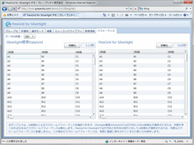 図3 FlexGrid for Silverlightのオンラインデモ 図3 FlexGrid for Silverlightのオンラインデモ