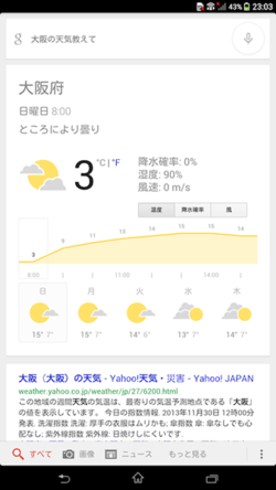 天気を検索したときの例 天気を検索したときの例