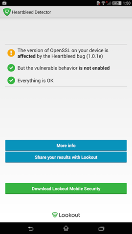 Heartbleed Detectorで,Xperia Z Ultraを診断したところ Heartbleed Detectorで,Xperia Z Ultraを診断したところ