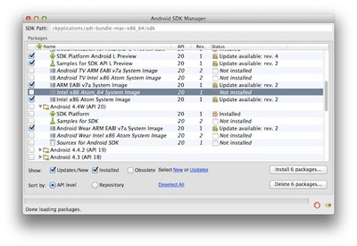 x86版の64bitエミュレータは,Android SDK Managerでダウンロードできる x86版の64bitエミュレータは,Android SDK Managerでダウンロードできる