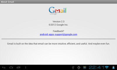 Gmailのバージョンは2.3 Gmailのバージョンは2.3