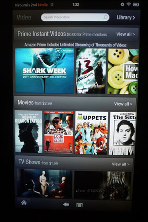 写真1 Kindle FireのVideo Store。Appleよりも安価で買えるソフトが多いのが魅力だが日本のアカウントでは利用できない 写真1 Kindle FireのVideo Store。Appleよりも安価で買えるソフトが多いのが魅力だが日本のアカウントでは利用できない