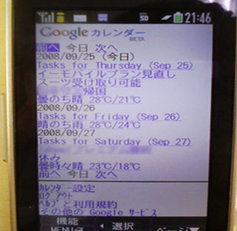 Googleカレンダー面 Googleカレンダー