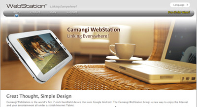 図1 WebStationのホームページ。ビッグローブのAndroid専用サイト「Andronavi」のモニター端末として使用される。 図1 WebStationのホームページ。ビッグローブのAndroid専用サイト「Andronavi」のモニター端末として使用される。