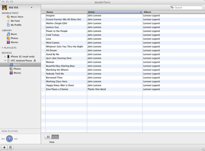 デバイスに転送したファイルをdoubleTwistから参照することも可能。この辺りもiTunesと似た印象。 デバイスに転送したファイルをdoubleTwistから参照することも可能。この辺りもiTunesと似た印象。