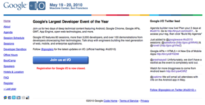 サンフランシスコで5/19,20に開催されるGoogle I/Oでは,Android関連のセッションも多く開催される。 サンフランシスコで5/19,20に開催されるGoogle I/Oでは,Android関連のセッションも多く開催される。