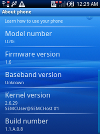 Xperia X10 mini proのモデルナンバーは,U20iとなっている。 Xperia X10 mini proのモデルナンバーは,U20iとなっている。