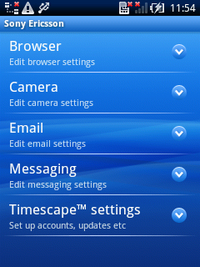 Sony Ericssonメニューが用意されている。 Sony Ericssonメニューが用意されている。