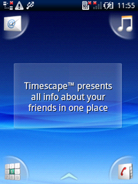 Timescapeウィジェットを表示したホーム画面。独特の雰囲気を持っている。 Timescapeウィジェットを表示したホーム画面。独特の雰囲気を持っている。