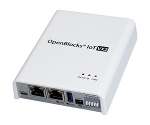 OpenBlocks IoT VX2の本体。LAN/WAN側のインターフェースとなるGigabit Ethernetポートが2ポートに増え,ユーザから要望の多いルータ機能も実装できるようになった OpenBlocks IoT VX2の本体。LAN/WAN側のインターフェースとなるGigabit Ethernetポートが2ポートに増え,ユーザから要望の多いルータ機能も実装できるようになった