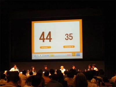 今回のサミットでは，携帯電話を利用した来場者参加型アンケートが随時行われた。