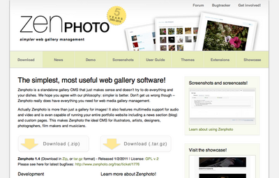 図1 Zenphoto公式サイト トップページ 図1 Zenphoto公式サイト トップページ