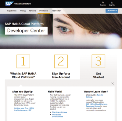 図3 「Getting your Free HANA trial instance on HCP」をクリック 図3 「Getting your Free HANA trial instance on HCP」をクリック
