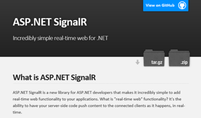 図6 ASP.NET SignalR公式ページ 図6 ASP.NET SignalR公式ページ