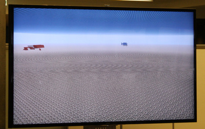 広大なキャンバスのうえで参加者がそれぞれの作品を作っていく(画面の赤や黒っぽいものがそれぞれ制作途中の作品) 広大なキャンバスのうえで参加者がそれぞれの作品を作っていく(画面の赤や黒っぽいものがそれぞれ制作途中の作品)